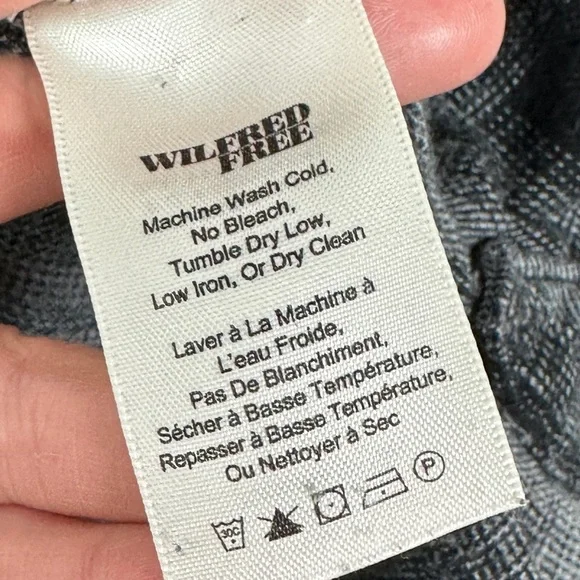 Aritzia Wilfred Free Black Grey Long‎ Sleeve Cotton Shirtdress Size XXS Dress - Picture 5 of 9